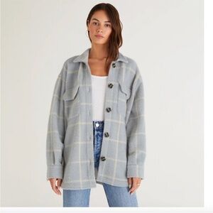 Z Supply Plaid Tucker Jacket in Morning Fog - large